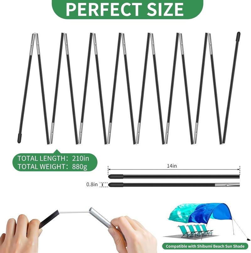 Fevbcnrj Replacement Pole Compatible with Shibumi Beach Shade, Fiberglass Tent Pole Accessory, Black Pre-Assembled, Lightweight and Durable Support Rod, Compatible with Shibumi Beach Canopy Sun Shade - Image 5